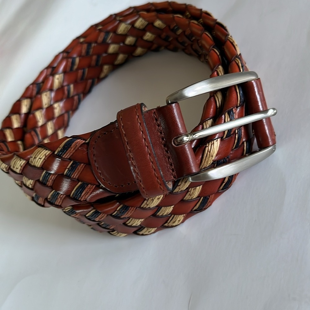 Mezlan Braided Leather Belt in Brown, Tan and Black